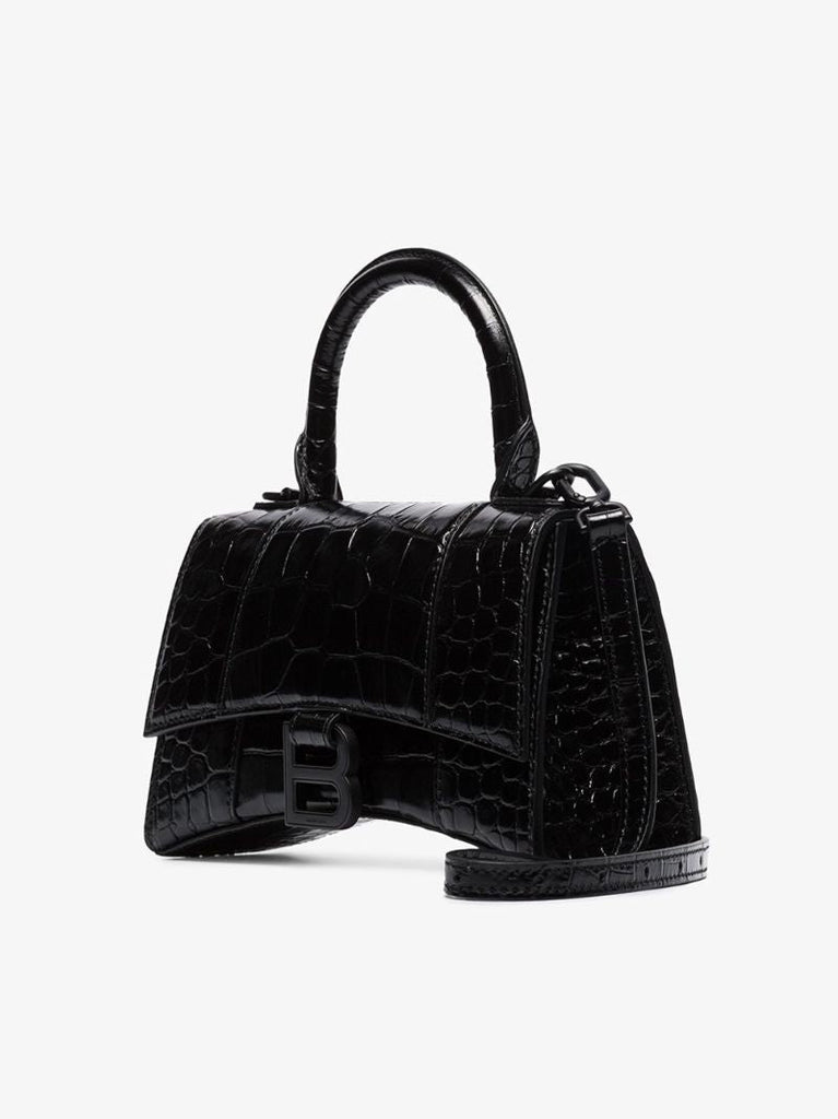 Black Xs Hourglass Mock Croc Bag