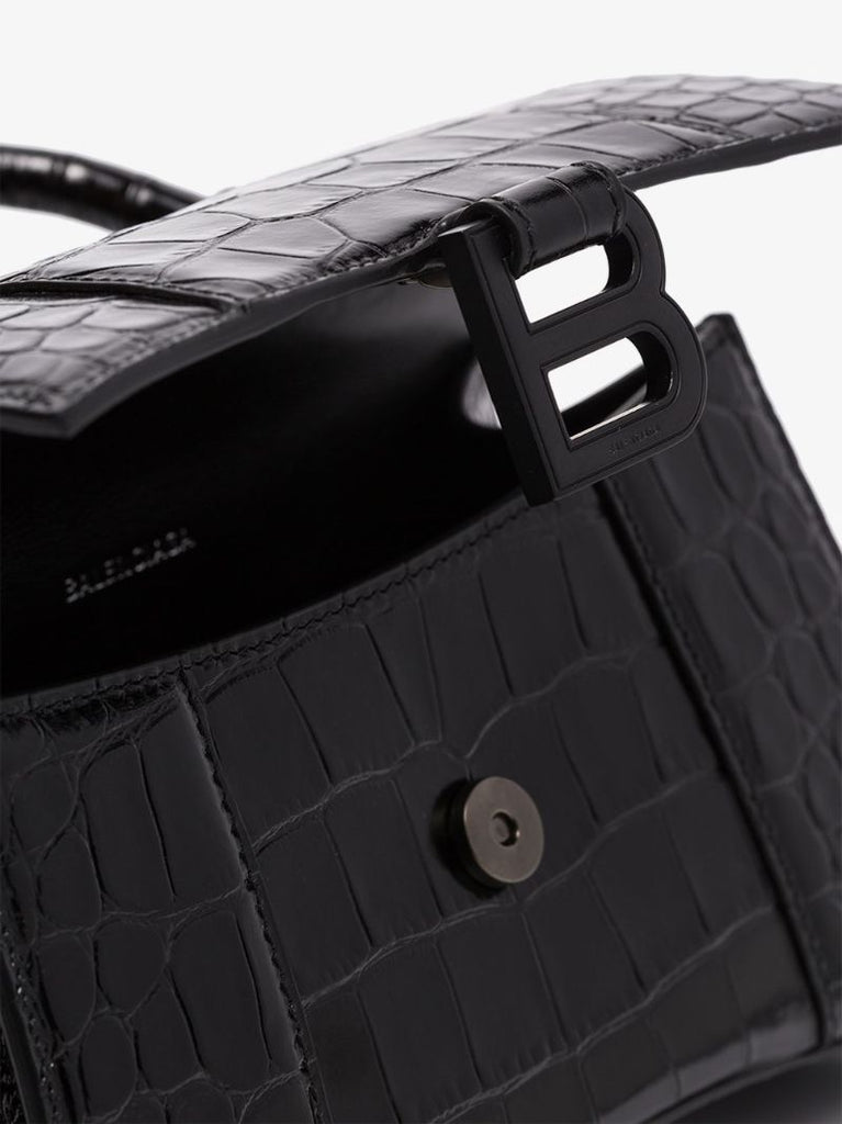 Black Xs Hourglass Mock Croc Bag