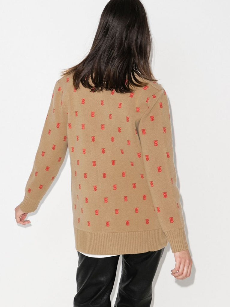 Neutral Monogram Intarsia Cardigan