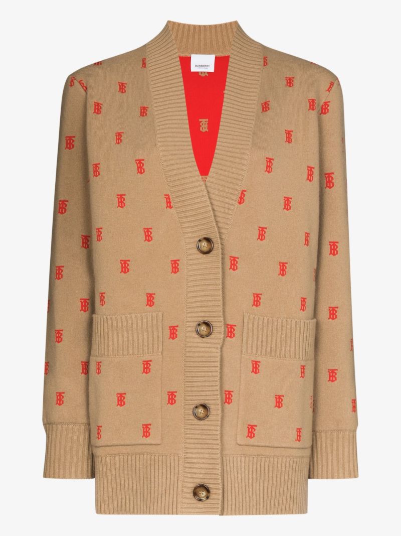 Neutral Monogram Intarsia Cardigan