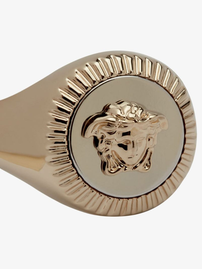 Gold Tone Medusa Signet Ring