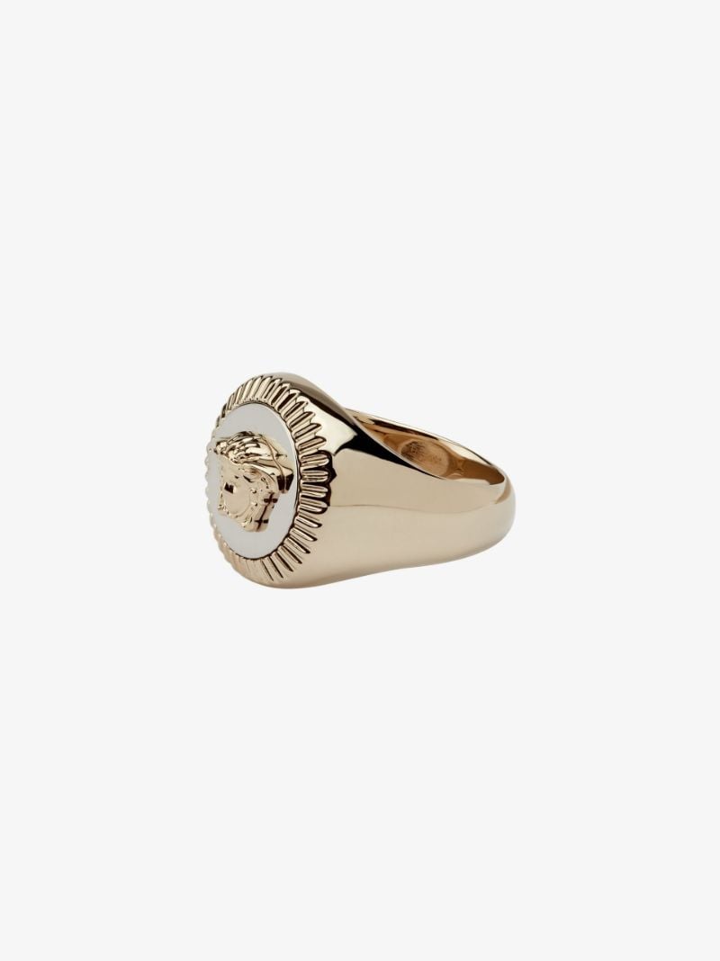 Gold Tone Medusa Signet Ring