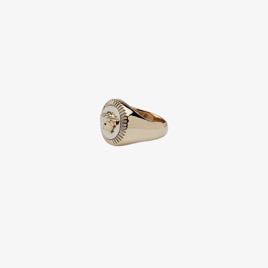Gold Tone Medusa Signet Ring