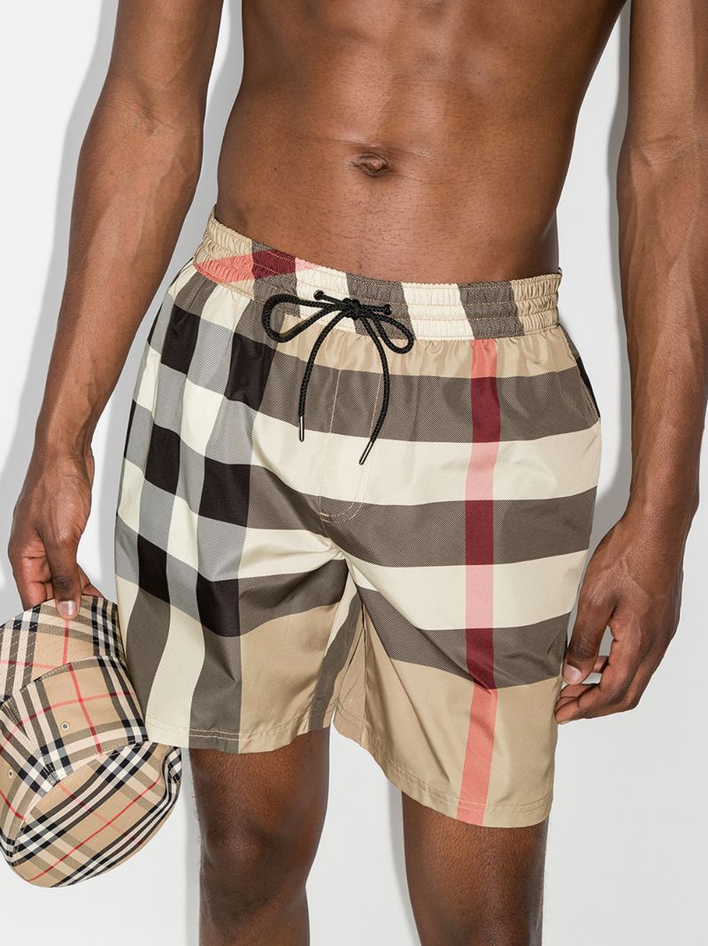 Neutral House Check Swim Shorts