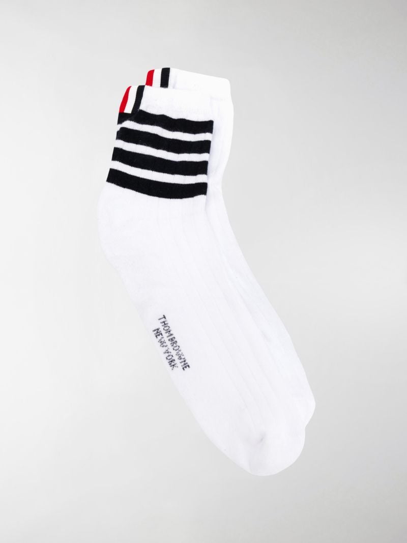 White 4-bar Stripe Ankle Socks