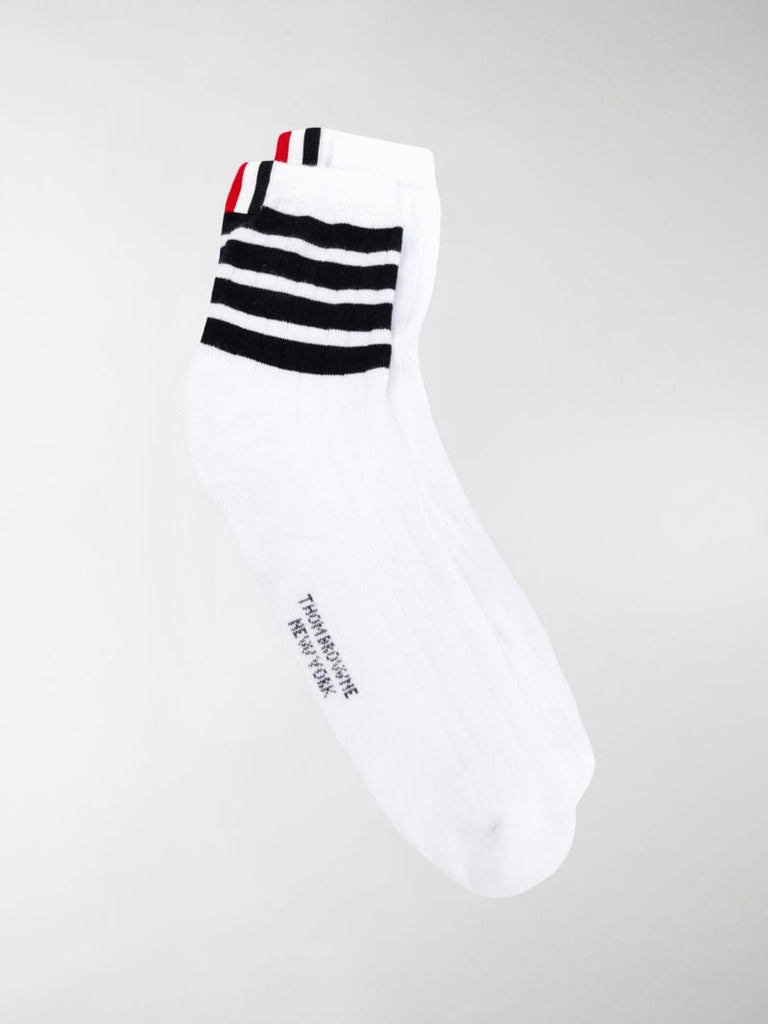 White 4-bar Stripe Ankle Socks