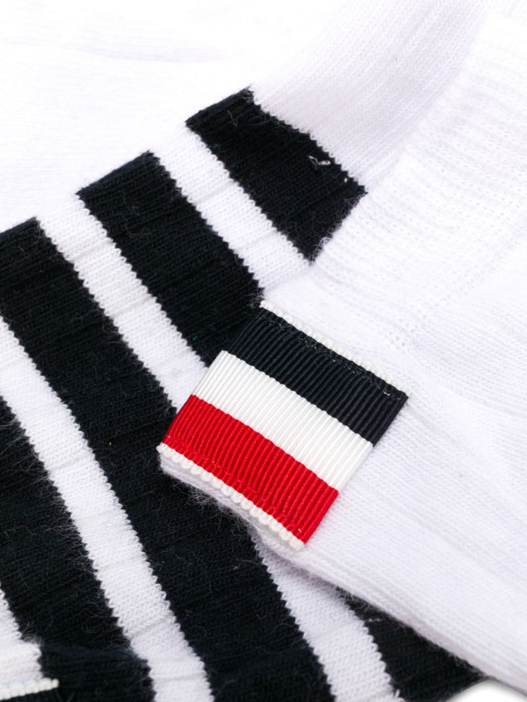 White 4-bar Stripe Ankle Socks