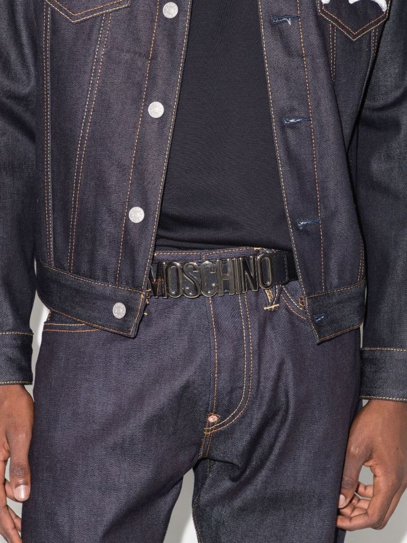 Black Core Logo Plaque Leather Belt