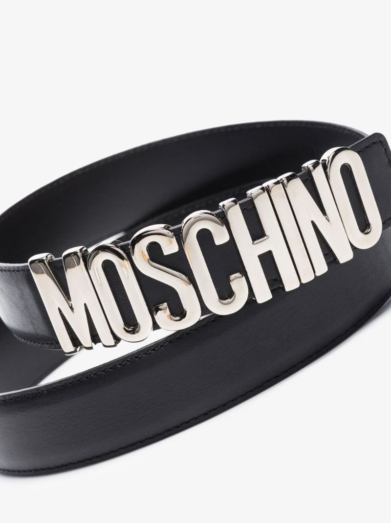 Black Core Logo Plaque Leather Belt
