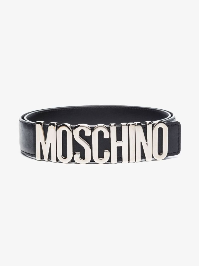 Black Core Logo Plaque Leather Belt