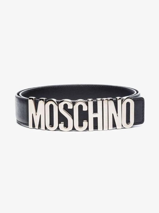 Black Core Logo Plaque Leather Belt