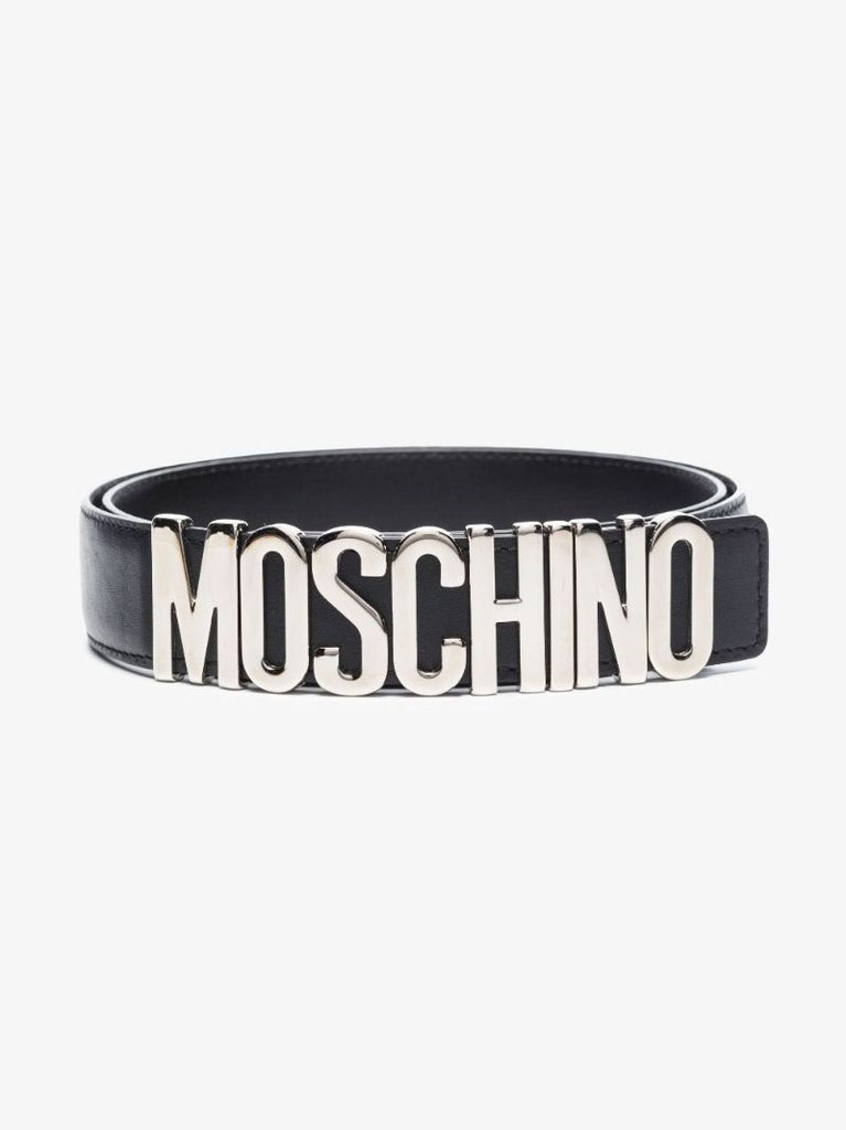 Black Core Logo Plaque Leather Belt