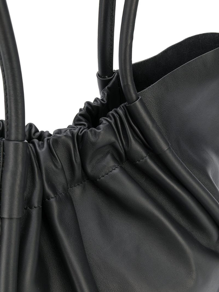 Ruched Large Leather Tote Bag