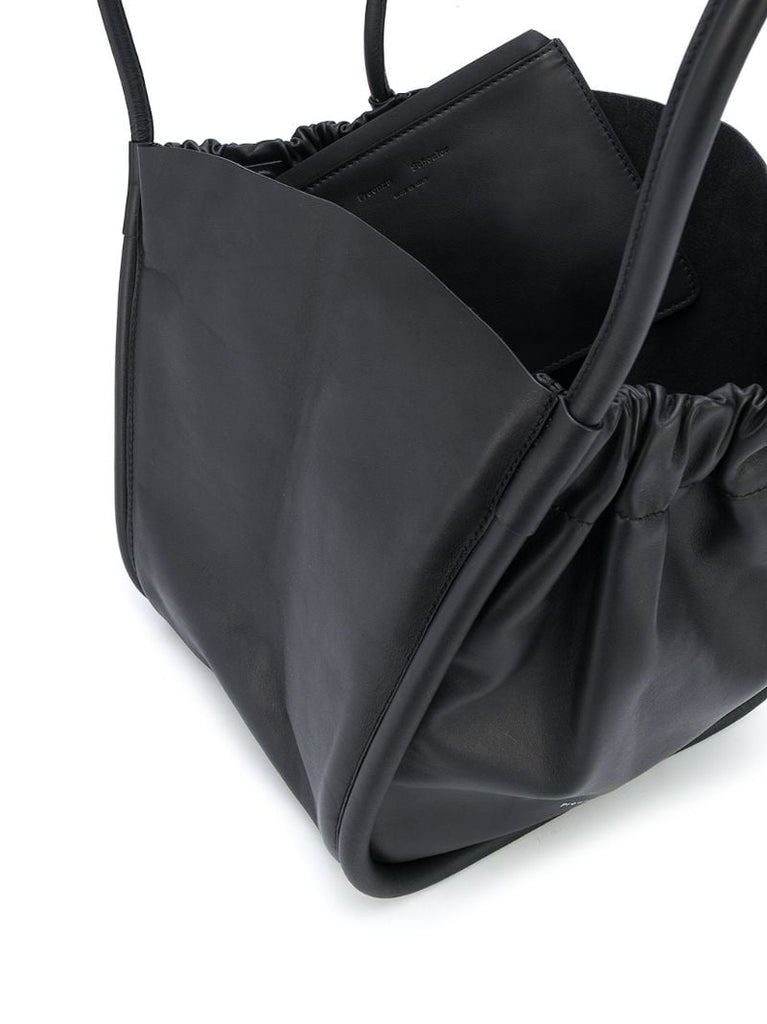 Ruched Large Leather Tote Bag