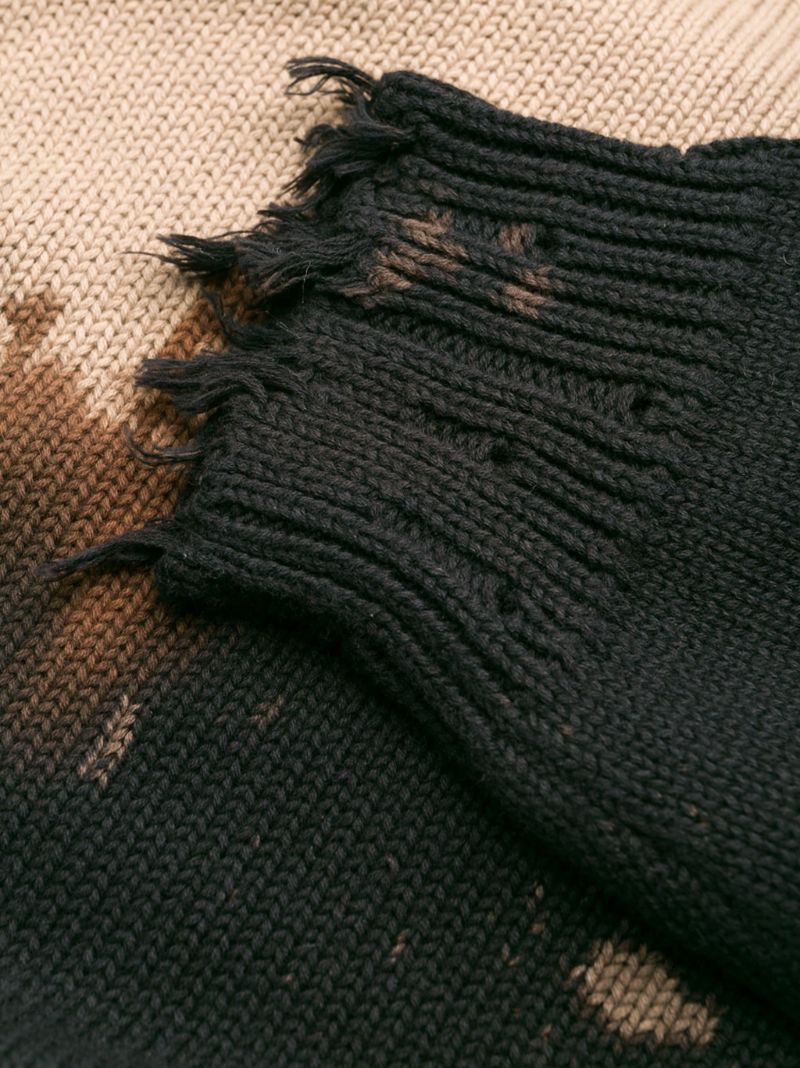Black Distressed Safety Pin Sweater
