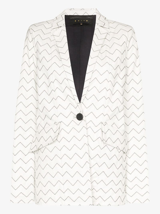 Magda Zigzag Leather Blazer