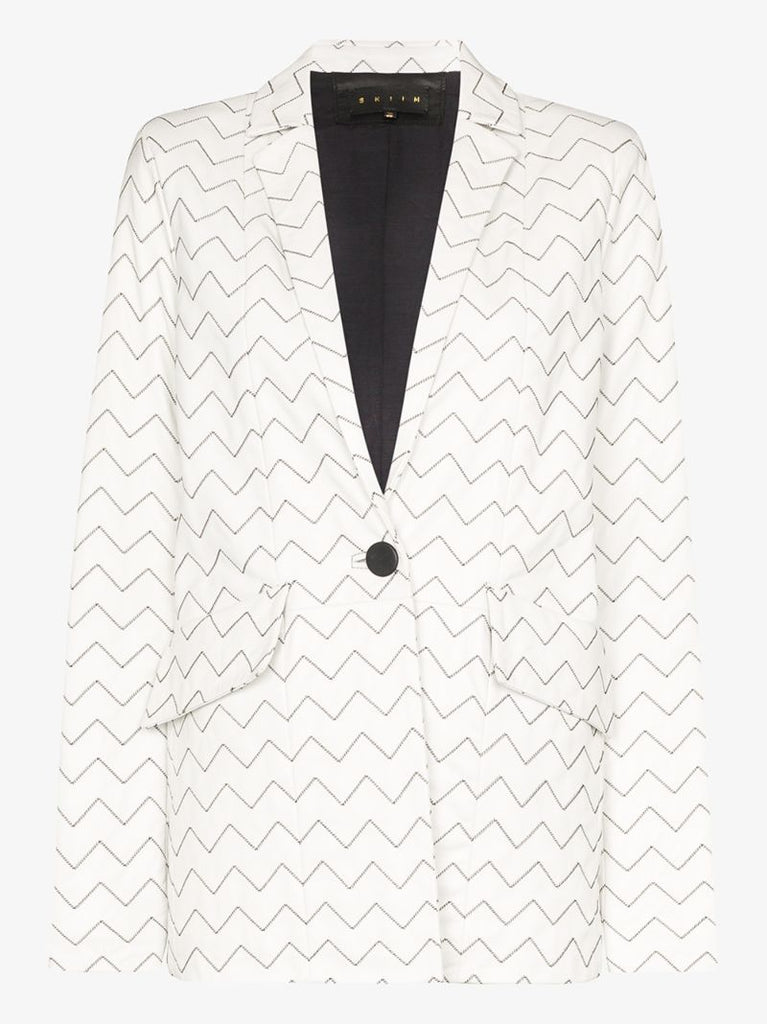 Magda Zigzag Leather Blazer