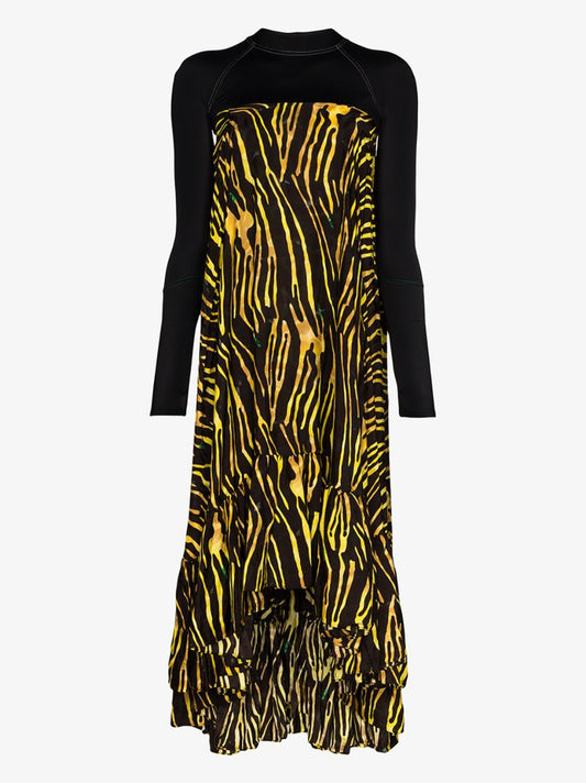 Zebra Print Turtleneck Tent Dress