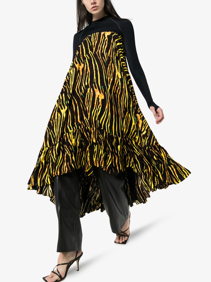 Zebra Print Turtleneck Tent Dress