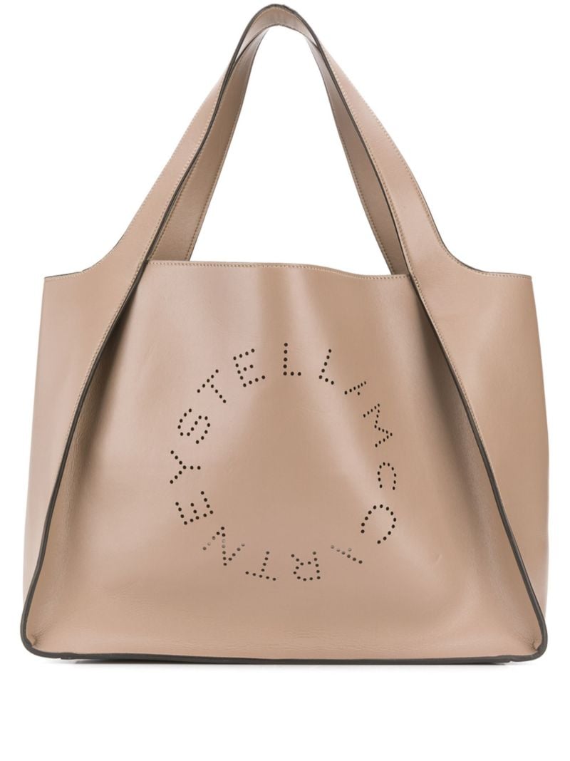 Brown Perforated Logo Tote Bag
