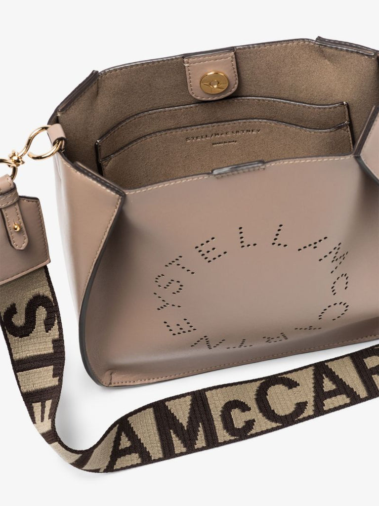 Neutral Logo Faux Leather Cross Body Bag