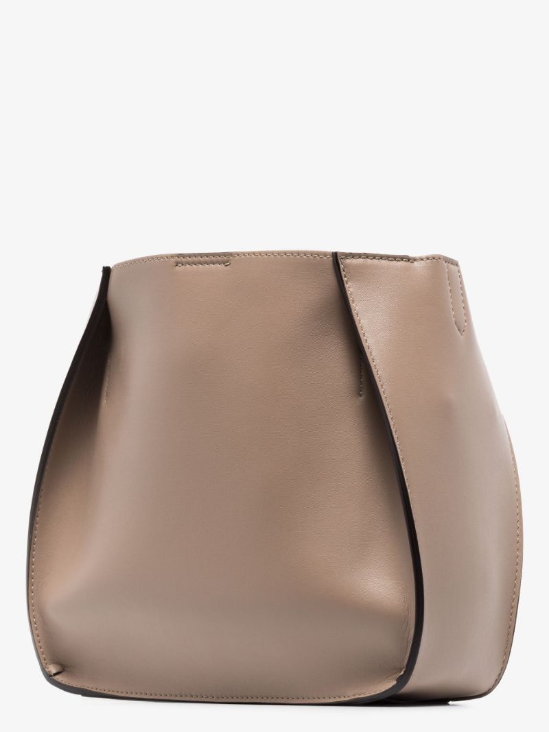 Neutral Logo Faux Leather Cross Body Bag