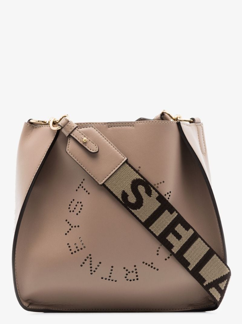 Neutral Logo Faux Leather Cross Body Bag