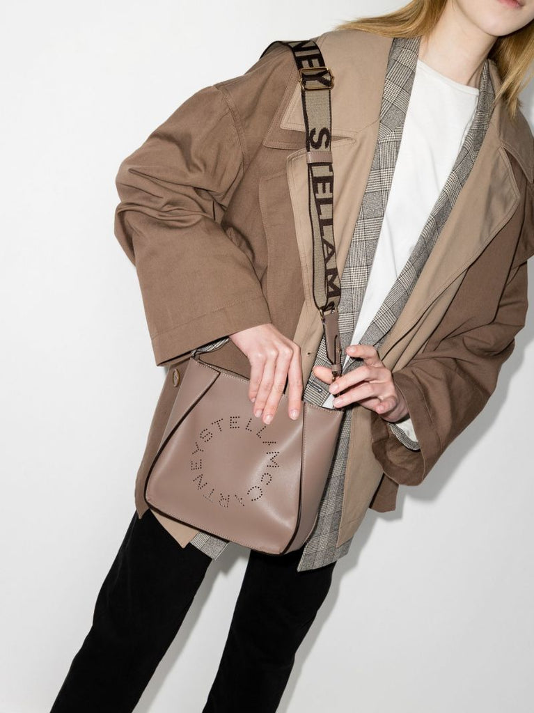 Neutral Logo Faux Leather Cross Body Bag