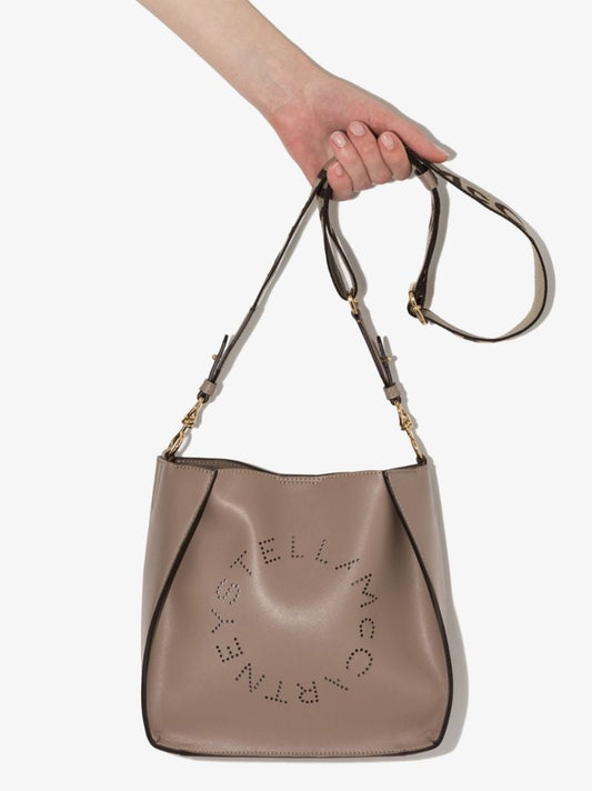 Neutral Logo Faux Leather Cross Body Bag