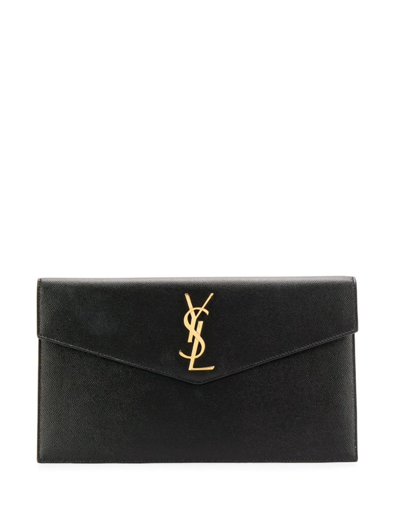 Black Uptown Leather Clutch Bag