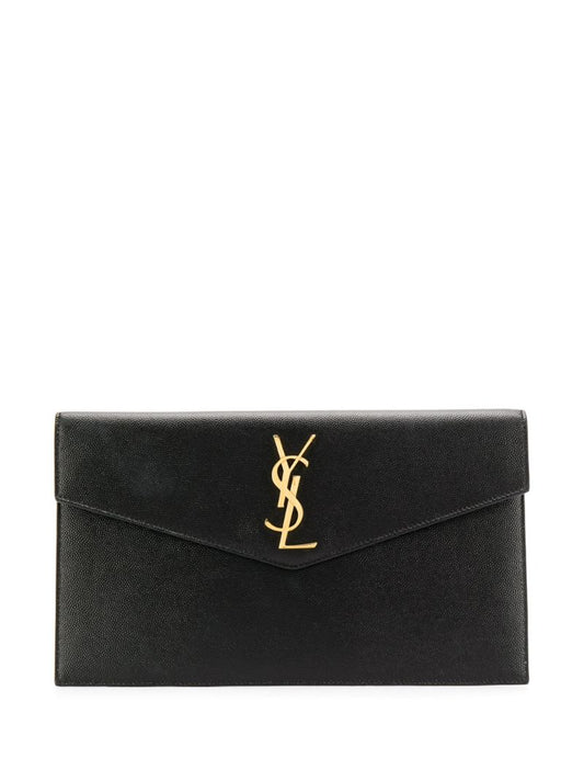 Black Uptown Leather Clutch Bag