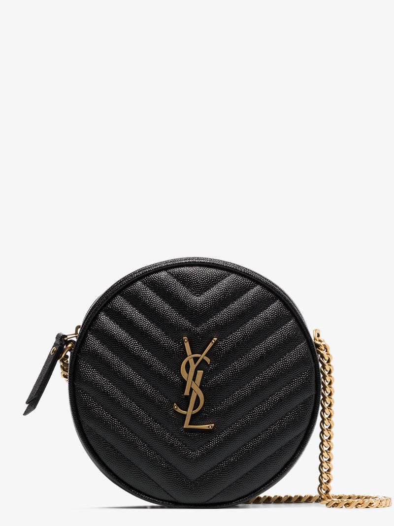Black Vinyle Round Leather Cross Body Bag