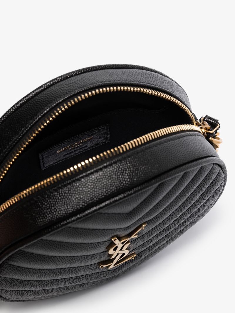 Black Vinyle Round Leather Cross Body Bag