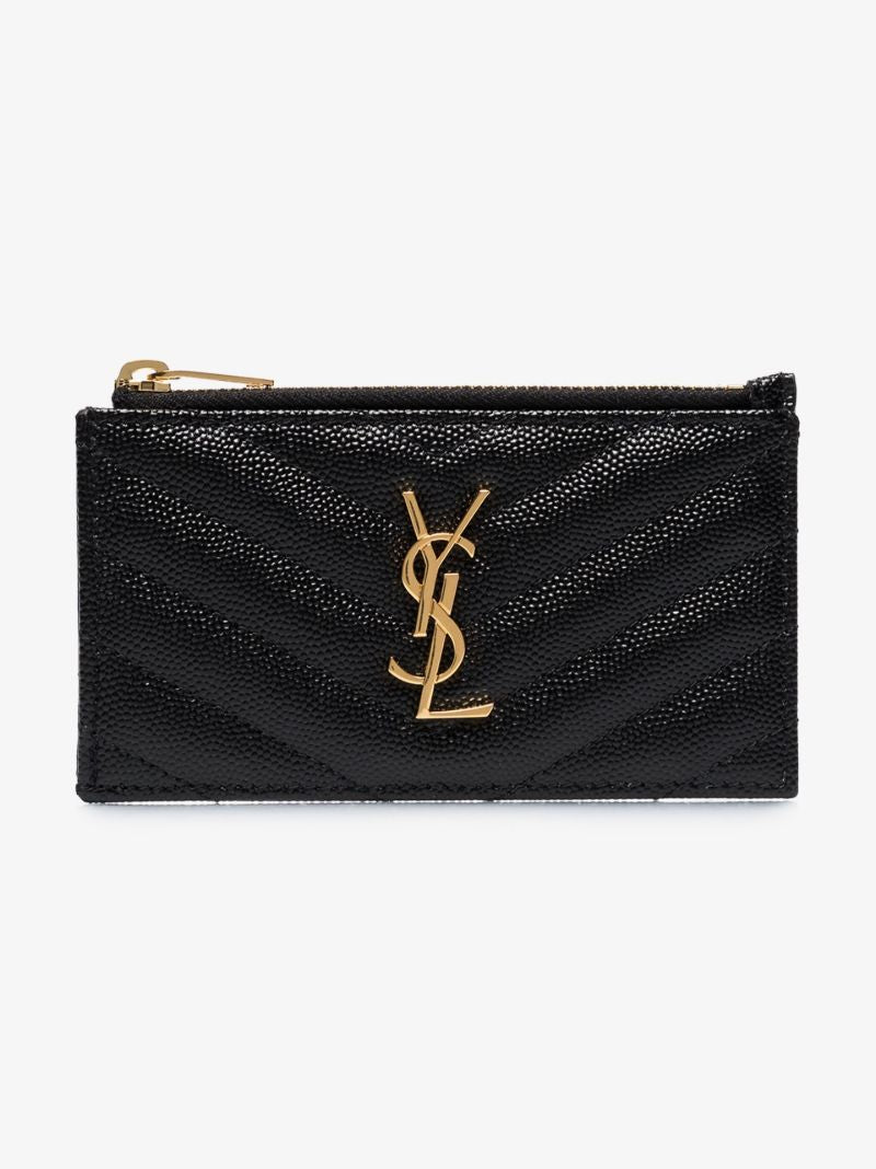 Black Monogram Quilted Leather Card Holder