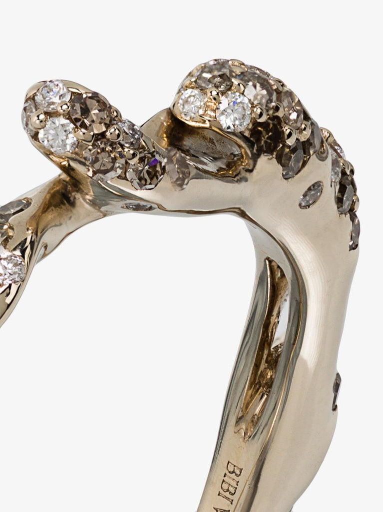 18k White Gold Wave Diamond Stackable Ring