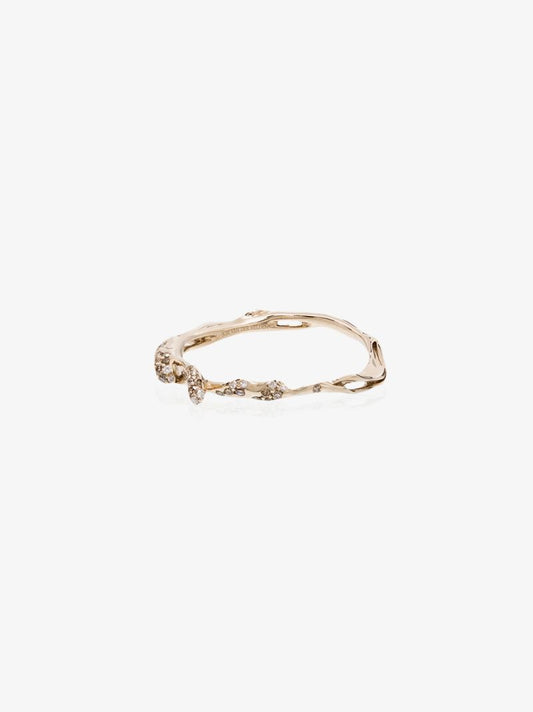 18k White Gold Wave Diamond Stackable Ring