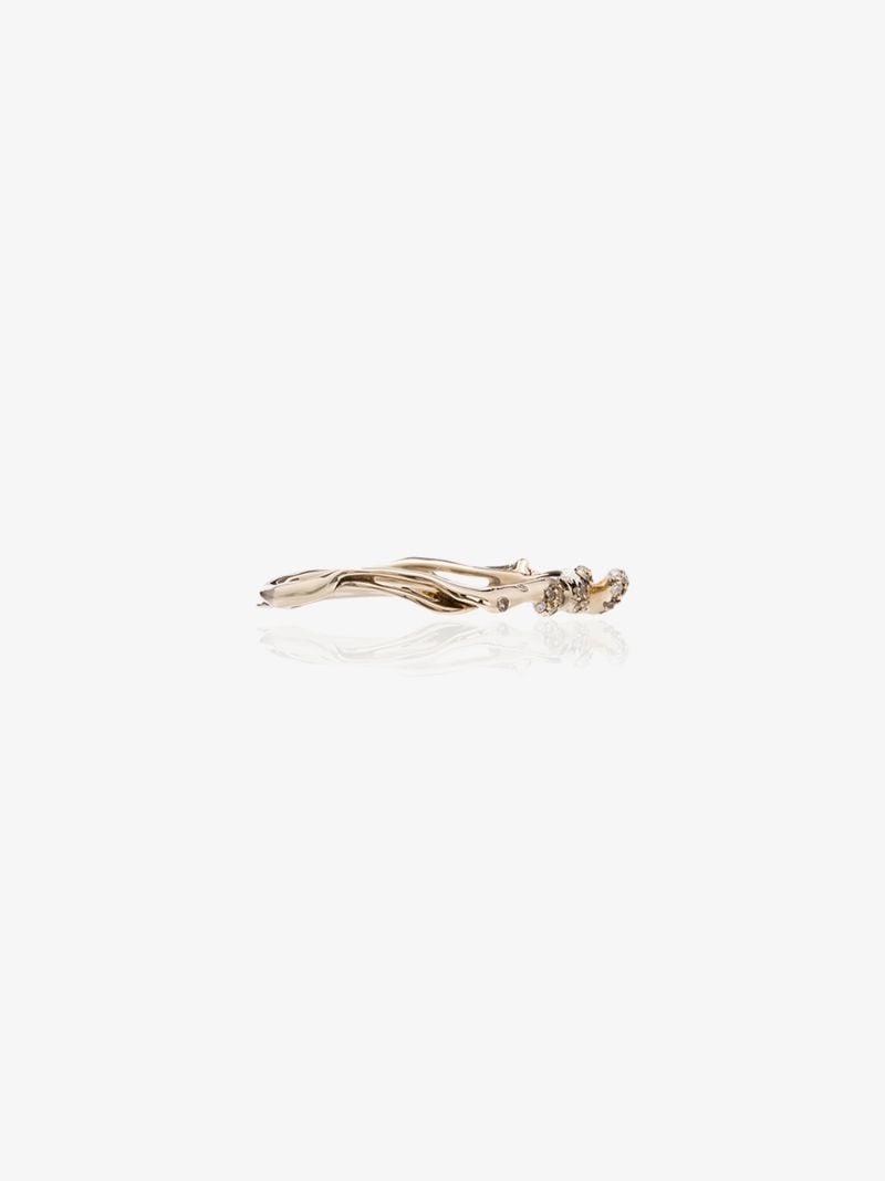 18k White Gold Wave Diamond Stackable Ring