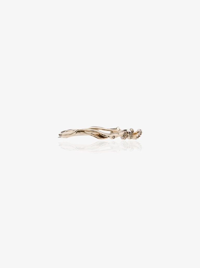 18k White Gold Wave Diamond Stackable Ring