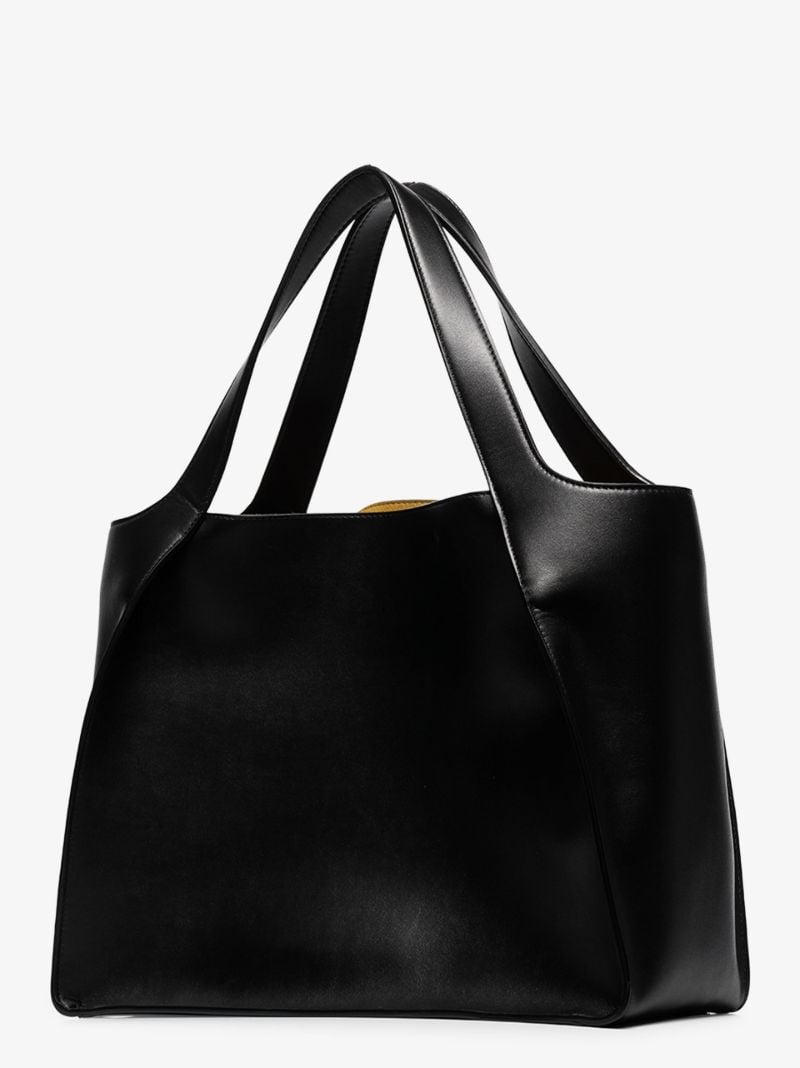 Black Stella Logo Faux Leather Tote Bag