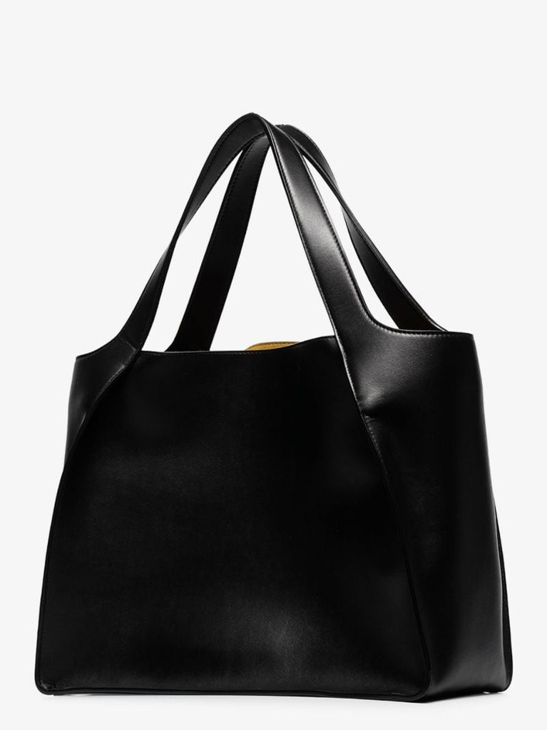 Black Stella Logo Faux Leather Tote Bag