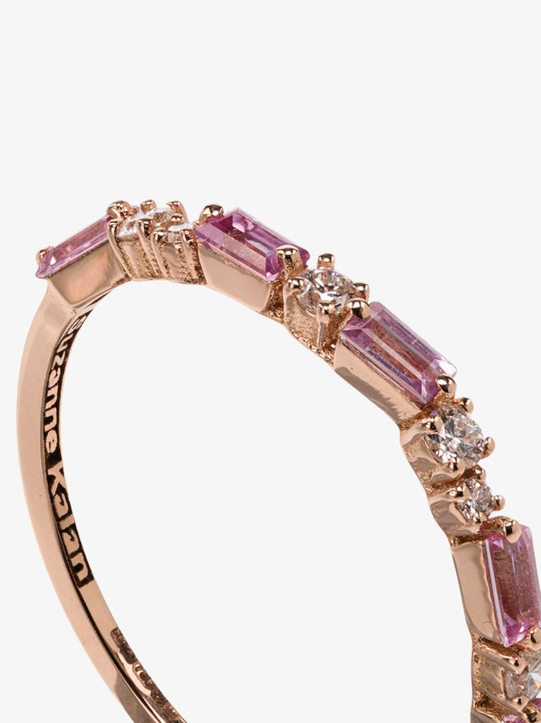 18k Rose Gold Thin Mix Diamond and Sapphire Ring