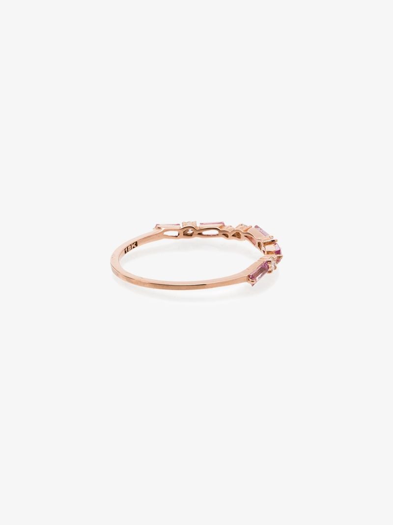 18k Rose Gold Thin Mix Diamond and Sapphire Ring