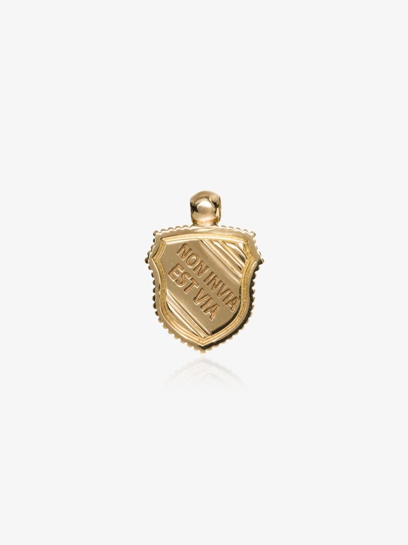 18k Yellow Gold Non Invia Est Via Shield Charm