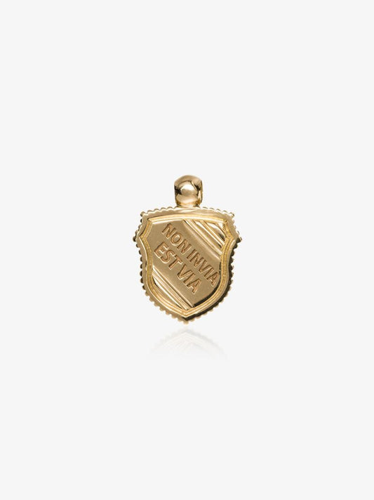18k Yellow Gold Non Invia Est Via Shield Charm