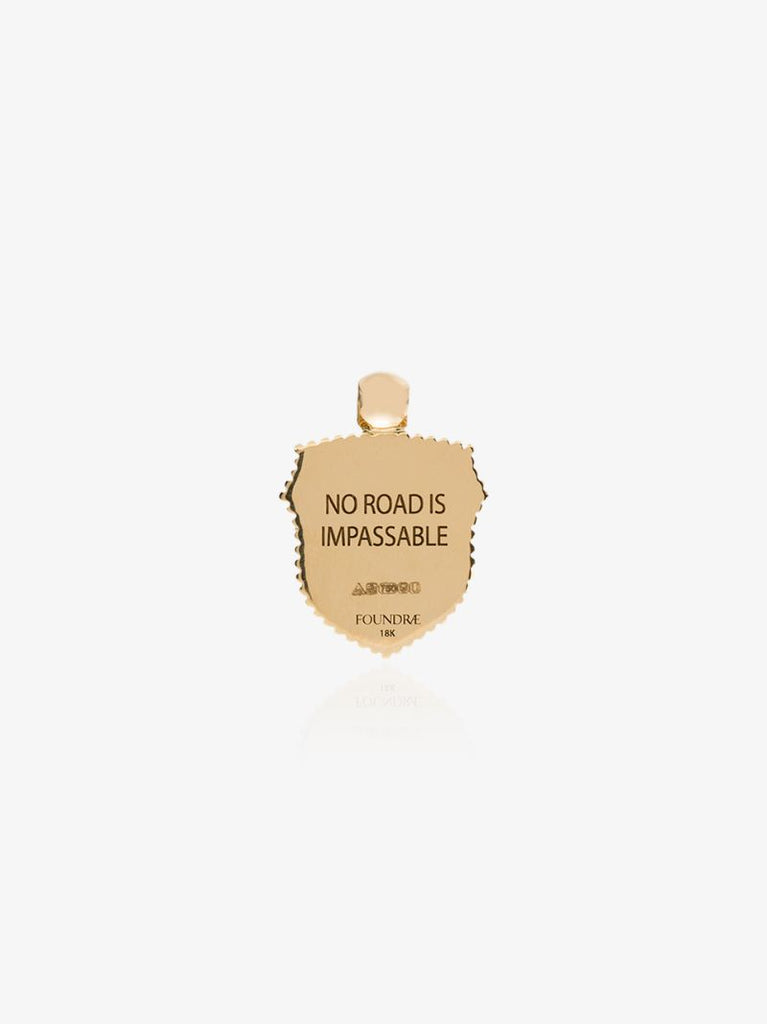 18k Yellow Gold Non Invia Est Via Shield Charm