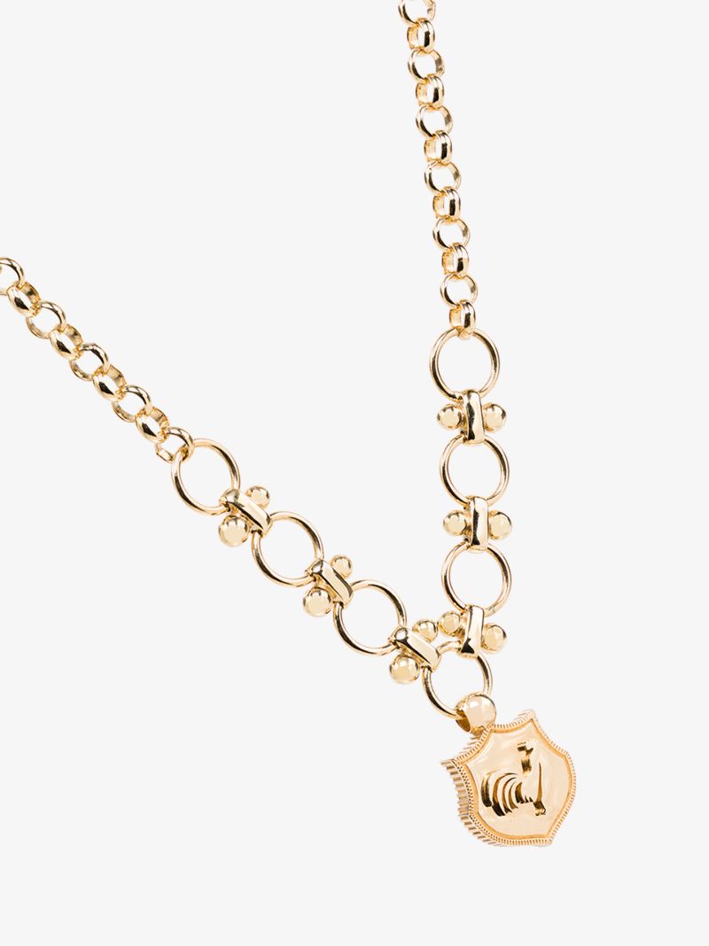 18k Yellow Gold Round Chain Rooster Necklace