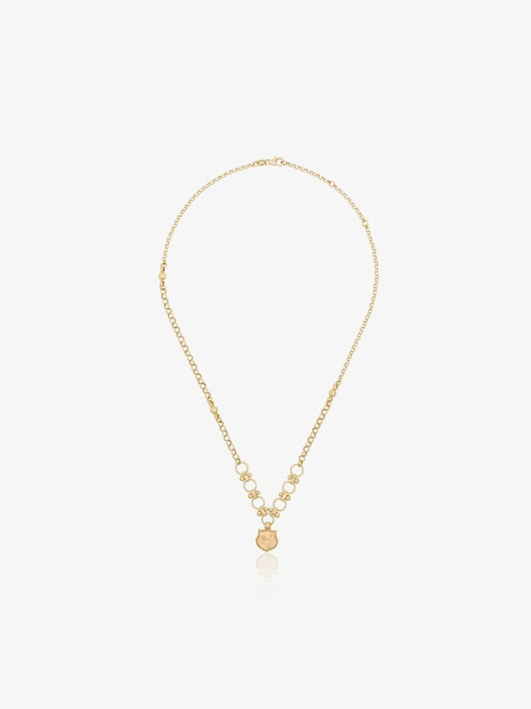 18k Yellow Gold Round Chain Rooster Necklace