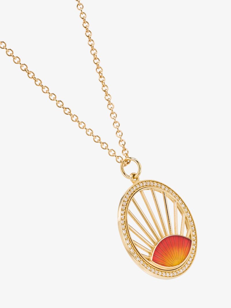18k Yellow Gold Sunset Diamond Necklace