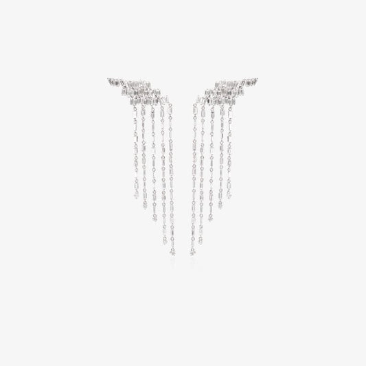 18k White Gold Fireworks Diamond Drop Earrings