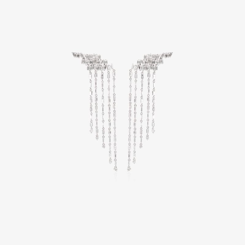 18k White Gold Fireworks Diamond Drop Earrings